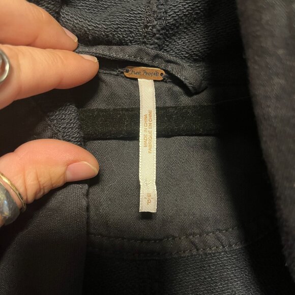 Free People Slouchy Hooded Cardigan Jacket Black Oversized Drawstring Women’s S - Picture 2 of 5